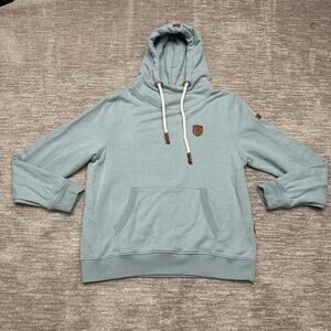 Wanakome Hoodie Mens XL Blue Fleece High Neck Pullover Rope Drawstring Logo